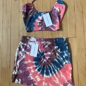 Tie-Dye Crop Top and Skirt Set